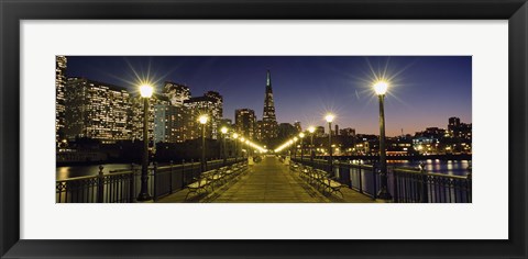 Framed Buildings lit up at night, Transamerica Pyramid, San Francisco, California, USA Print