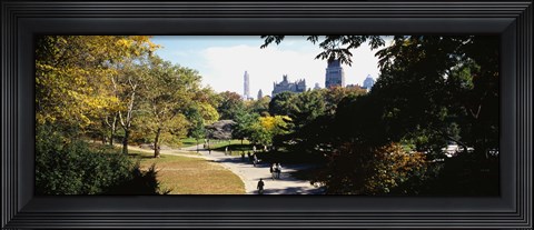 Framed High angle view of a group of people walking in a park, Central Park, Manhattan, New York City, New York State, USA Print