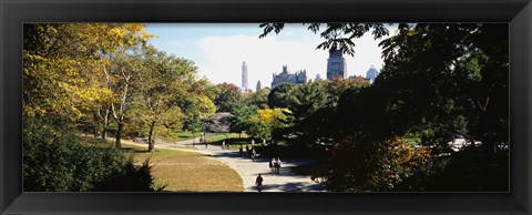 Framed High angle view of a group of people walking in a park, Central Park, Manhattan, New York City, New York State, USA Print