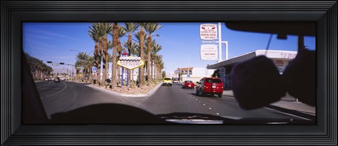 Framed Traffic entering downtown, Las Vegas, Nevada, USA Print