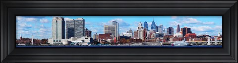 Framed Panoramic view of a city at the waterfront, Delaware River, Philadelphia, Pennsylvania, USA Print