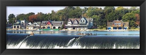 Framed Boathouse Row at the waterfront, Schuylkill River, Philadelphia, Pennsylvania Print