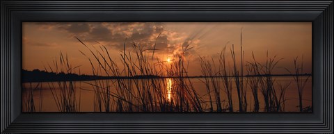 Framed Sunset over a lake, Lake Travis, Austin, Texas Print