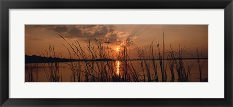 Framed Sunset over a lake, Lake Travis, Austin, Texas Print