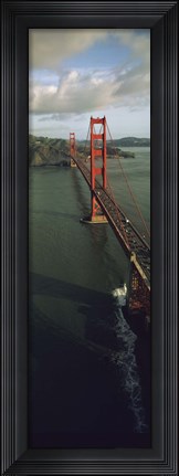 Framed Aerial view of a bridge, Golden Gate Bridge, San Francisco, California, USA Print