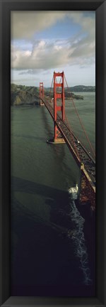 Framed Aerial view of a bridge, Golden Gate Bridge, San Francisco, California, USA Print