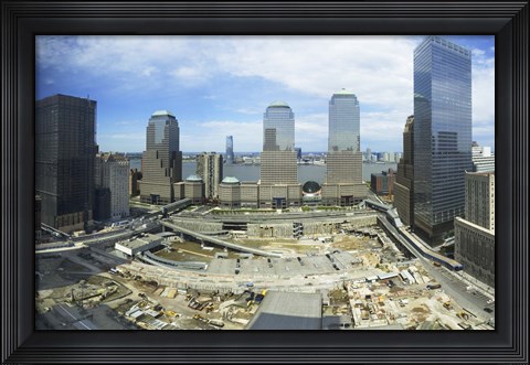 Framed High angle view of buildings in a city, World Trade Center site, New York City, New York State, USA, 2006 Print