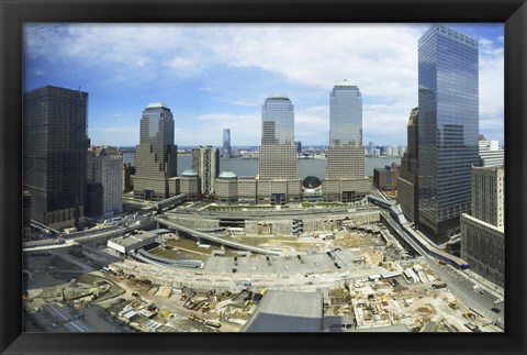 Framed High angle view of buildings in a city, World Trade Center site, New York City, New York State, USA, 2006 Print