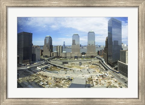 Framed High angle view of buildings in a city, World Trade Center site, New York City, New York State, USA, 2006 Print