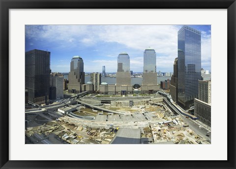 Framed High angle view of buildings in a city, World Trade Center site, New York City, New York State, USA, 2006 Print