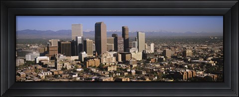 Framed Denver Skyscrapers with mountains in the background, Colorado Print