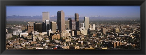 Framed Denver Skyscrapers with mountains in the background, Colorado Print