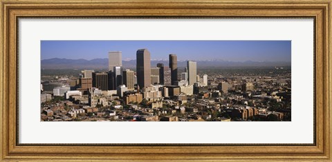 Framed Denver Skyscrapers with mountains in the background, Colorado Print