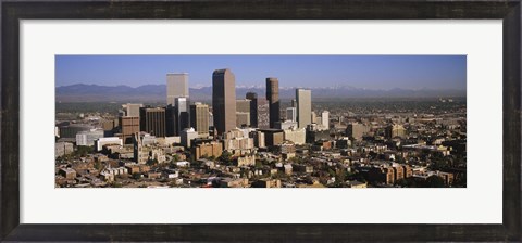 Framed Denver Skyscrapers with mountains in the background, Colorado Print