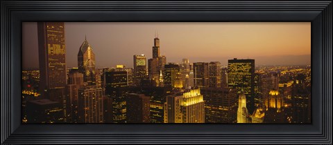 Framed Skyscrapers in Chicago at dusk, Illinois Print