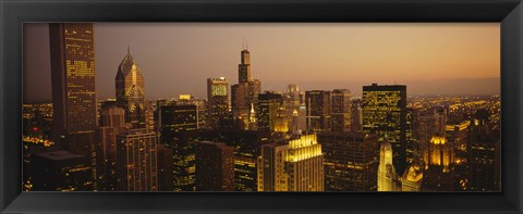 Framed Skyscrapers in Chicago at dusk, Illinois Print