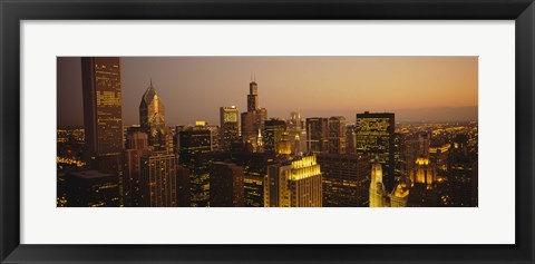 Framed Skyscrapers in Chicago at dusk, Illinois Print