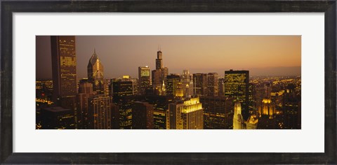 Framed Skyscrapers in Chicago at dusk, Illinois Print