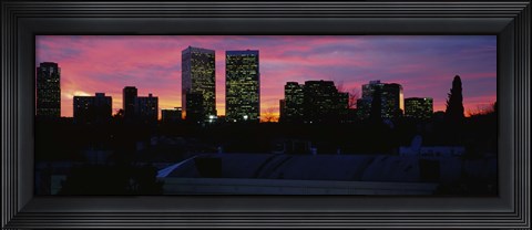 Framed Silhouette of buildings in a city, Century City, Los Angeles, California Print