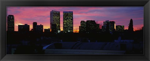 Framed Silhouette of buildings in a city, Century City, Los Angeles, California Print