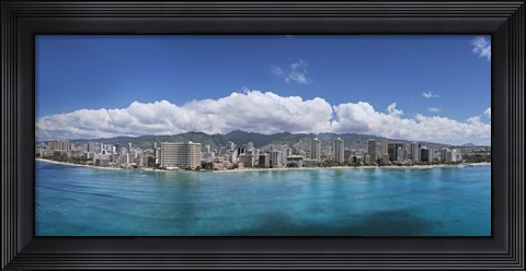 Framed Buildings at the Honolulu, Oahu, Hawaii Waterfront Print