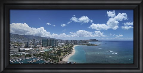 Framed Buildings in a city, Honolulu, Oahu, Hawaii, USA 2007 Print