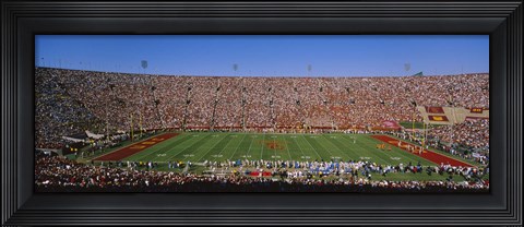 Framed High angle view of a football stadium full of spectators, Los Angeles Memorial Coliseum, City of Los Angeles, California, USA Print