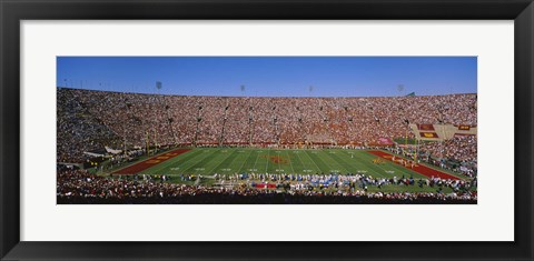 Framed High angle view of a football stadium full of spectators, Los Angeles Memorial Coliseum, City of Los Angeles, California, USA Print