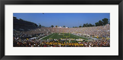 Framed High angle view of a football stadium full of spectators, The Rose Bowl, Pasadena, City of Los Angeles, California, USA Print