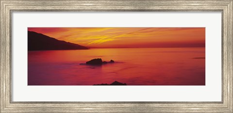 Framed Panoramic view of the sea at dusk, Leo Carillo State Park, Carillo, Los Angeles County, California, USA Print
