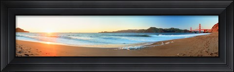 Framed Footprints on the beach, Golden Gate Bridge, San Francisco, California, USA Print