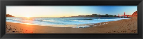 Framed Footprints on the beach, Golden Gate Bridge, San Francisco, California, USA Print