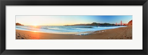 Framed Footprints on the beach, Golden Gate Bridge, San Francisco, California, USA Print