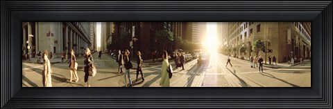 Framed Group of people walking on the street, Montgomery Street, San Francisco, California, USA Print