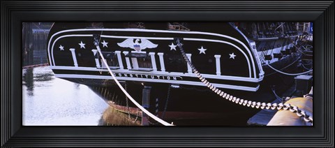 Framed Warship moored at a harbor, USS Constitution, Freedom Trail, Boston, Massachusetts, USA Print
