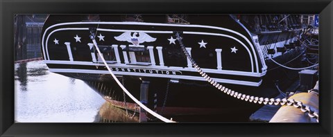 Framed Warship moored at a harbor, USS Constitution, Freedom Trail, Boston, Massachusetts, USA Print