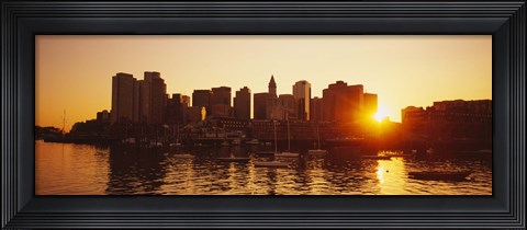 Framed Sunset over skyscrapers, Boston, Massachusetts, USA Print