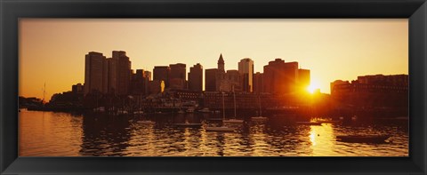 Framed Sunset over skyscrapers, Boston, Massachusetts, USA Print