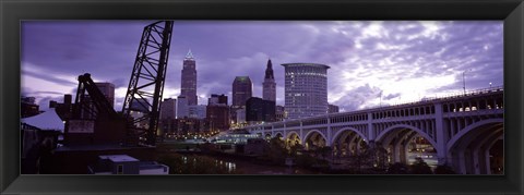 Framed Cleveland, Ohio Bridge and River Print