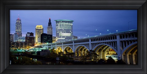 Framed Detroit Avenue Bridge at Dusk Print