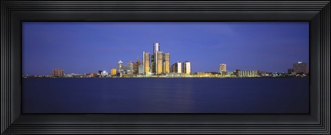 Framed Detroit Waterfront Skyline Print