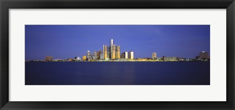 Framed Detroit Waterfront Skyline Print