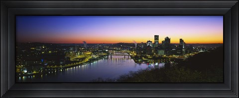 Framed Pittsburgh Sunset over Buildings Print