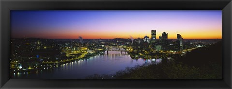 Framed Pittsburgh Sunset over Buildings Print