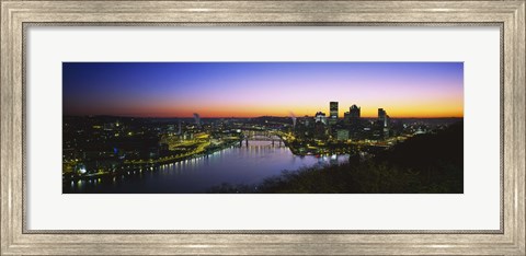 Framed Pittsburgh Sunset over Buildings Print