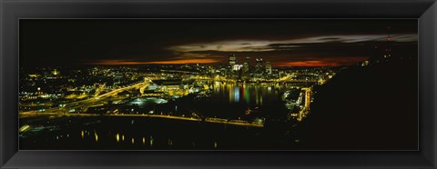 Framed Pittsburgh Buildings at Early Dawn Print
