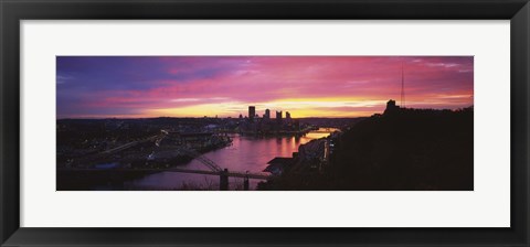 Framed Pittsburgh West End Bridge Sunset Print