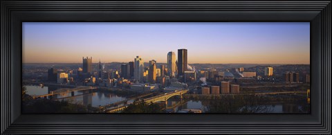 Framed Pittsburgh Buildings at Dawn Print