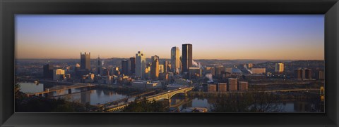 Framed Pittsburgh Buildings at Dawn Print