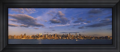 Framed New York Skyline from a Distance with Cloudy Sky Print